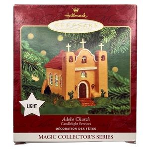 NEW Hallmark Magic Light Ornament Candlelight Services Adobe Church 2000